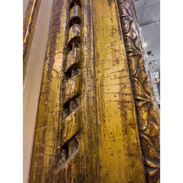 19th c. Neoclassical carved, painted and Parcel gilt mantle mirror. The mirror is in two pieces and the carving depicts...