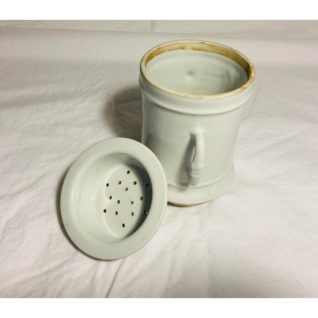Antique Porcelain Tea or Coffee Strainer With Two Handled Large Mug For Sale In Dallas - Image 6 of 7