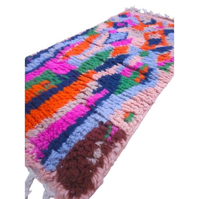 2020s Bathroom Rug Moroccan Handmade Colorful Wool Azilal Luxury Bath Rug (2' X 4') For Sale - Image 5 of 10