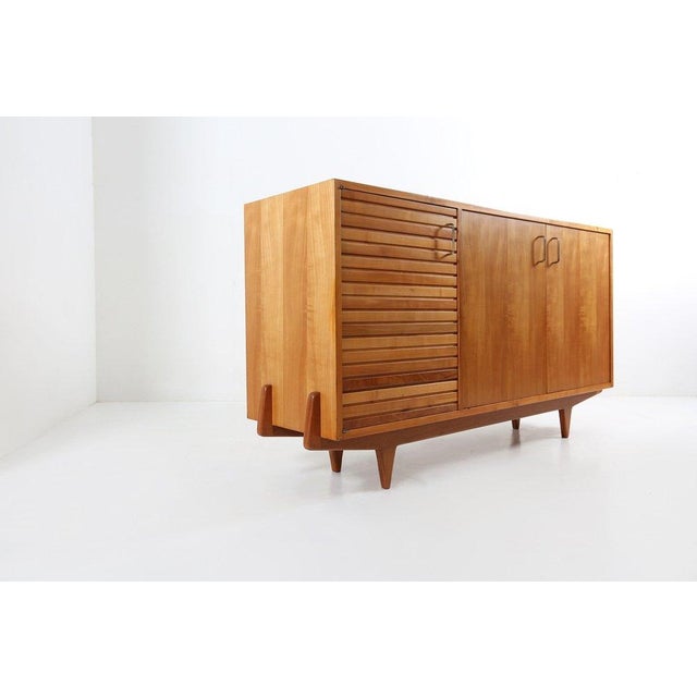 Wood Mid-Century French Sideboard in Cherrywood, 1950s For Sale - Image 7 of 18
