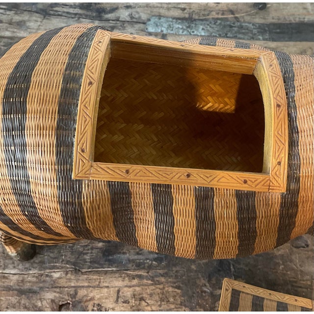 Vintage Shanghai Weave Zebra Basket For Sale - Image 9 of 12