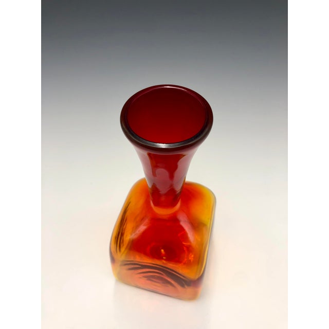 Orange Vintage Mid-Century Modern Amberina Red & Orange Glass Vase For Sale - Image 8 of 8