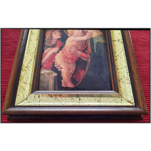 1970s Famous "Madonna and Child" (1470) Italian Antique Painting - Enamel Porcelain Handmade Certified Collectible Wall Art For Sale - Image 5 of 8