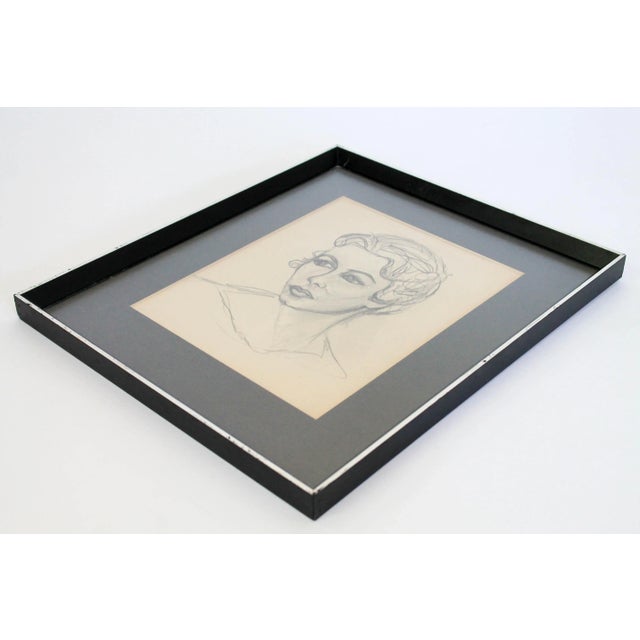 Figurative Female Portrait Pencil Sketch For Sale - Image 3 of 9