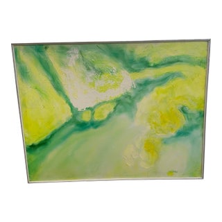 Beautiful Vintage 1970s Painting Green Color For Sale