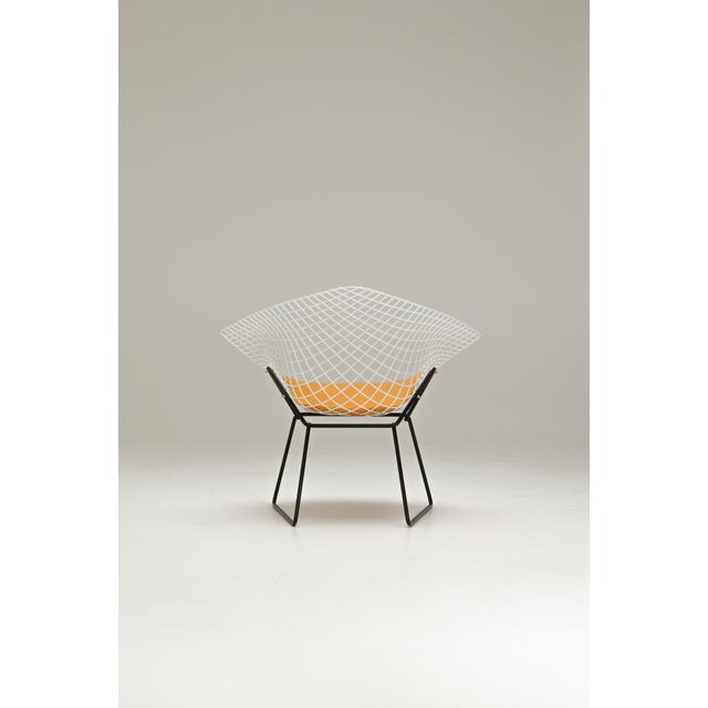 Diamond Chair with Yellow Seatpad by Harry Bertoia for Knoll Inc. / Knoll International, 1950s For Sale - Image 6 of 13