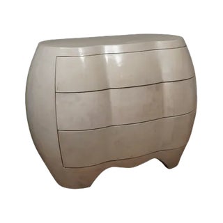 Mid-Century Italian Goatskin Wooden Commode, 1980 For Sale