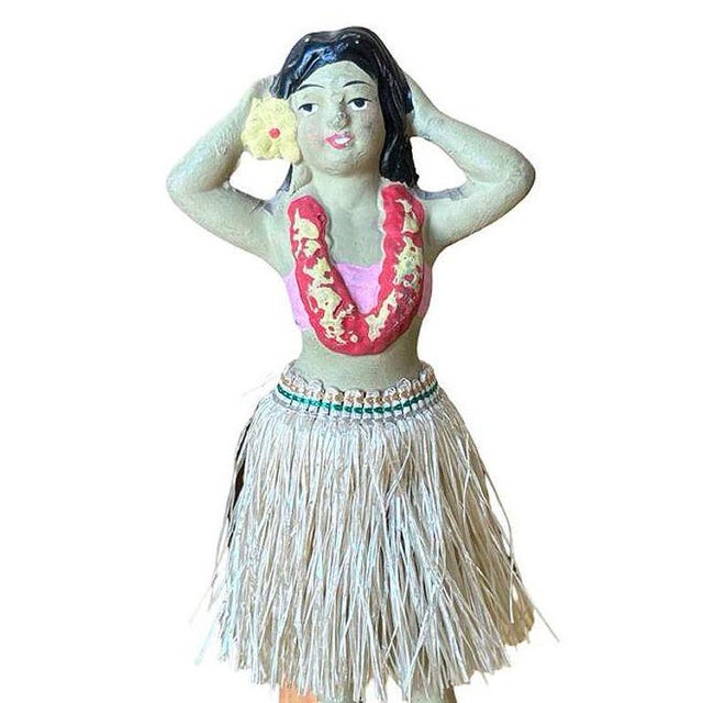 1950s Mid 20th Century Post War Ceramic "Aloha" Hawaiian Dancing Hula Girl W/ Lei & Grass Skirt For Sale - Image 5 of 7