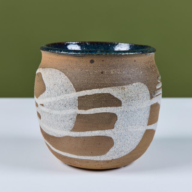 Stoneware Table Planter with White Glaze For Sale - Image 10 of 13