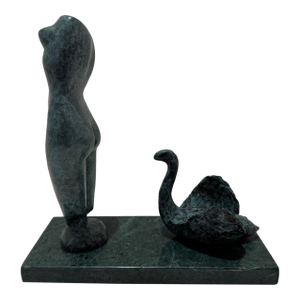 1960s Larry Mohr Abstract Figurative Sculpture Bronze on Stone Base Signed