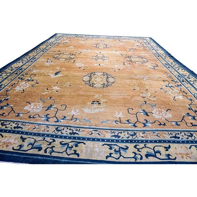 1920s Antique Wool Coral Large Allover Floral Hand Knotted Large Oversize Rug For Sale - Image 9 of 9