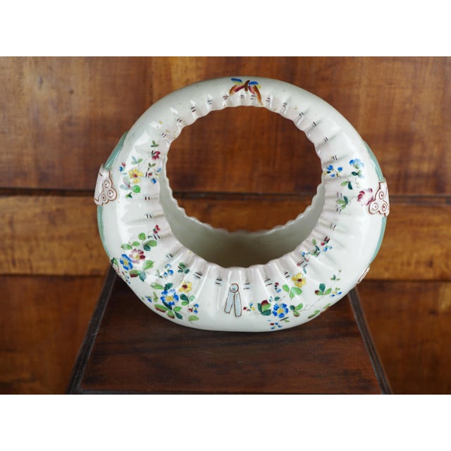 19th French Majolica Bag Shaped Flower Basket With Butterflies, Bird-Of-Paradise and Flowers For Sale - Image 13 of 13