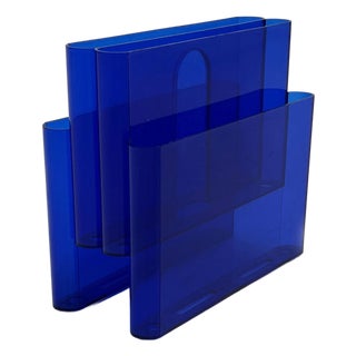 Blue Acrylic Glass Magazine Rack by Giotto Stoppino for Kartell, 1970s For Sale