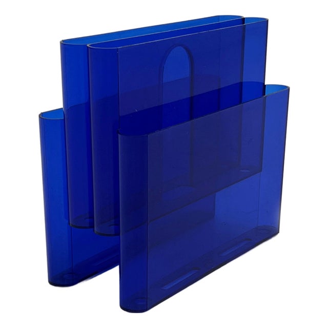 Blue Acrylic Glass Magazine Rack by Giotto Stoppino for Kartell, 1970s For Sale