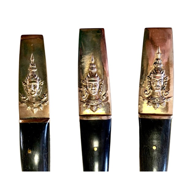 1960's Siam Thailand Rosewood & Brass Flatware Set - 132 Pcs. For Sale - Image 4 of 12