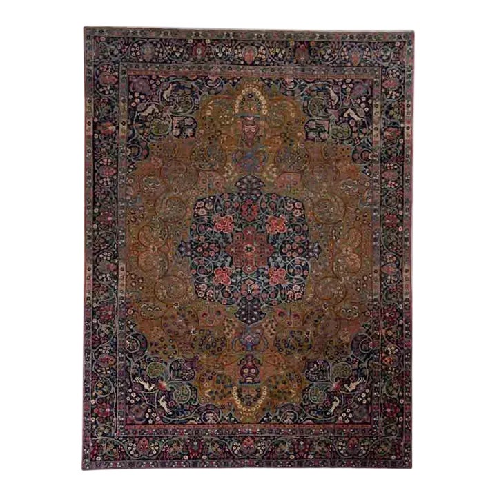 1940s Old Bird Pattern Persian Tabriz Area Rug 9’3″ X 12’1″ | Chairish