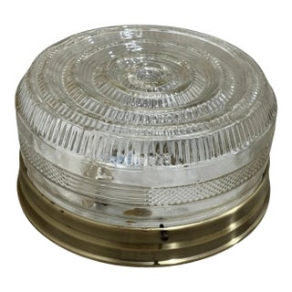 Vintage Mid Century Modern Style Drum Shape Wired Flush Mount Light For Sale