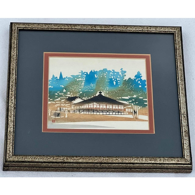Blue Pair of Vintage Japanese Woodblock Prints, Nenjiro Inagaki (1902-1963) For Sale - Image 8 of 10