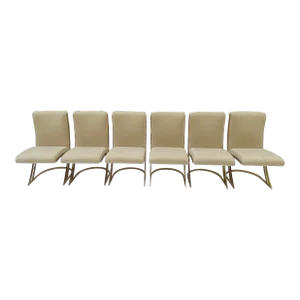 1970s Pierre Cardin Cantilever Brass Dining Chairs - Set of 6