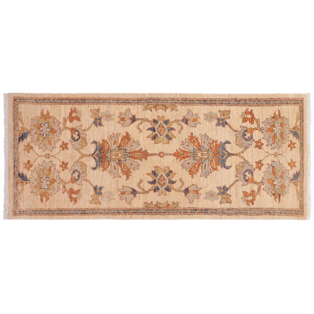 Shabby Chic Ziegler Tan/Rust Wool Runner Rug- 1'11'' X 5'3'' For Sale - Image 9 of 10