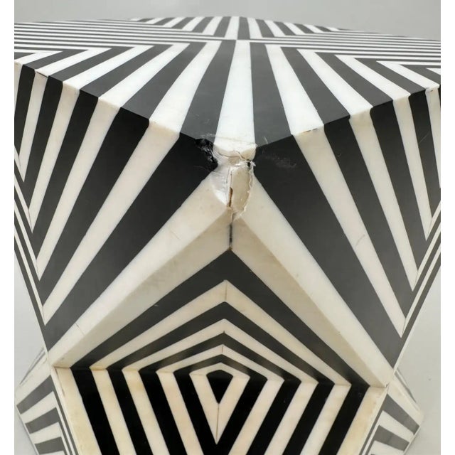 Art Deco Style Black and White Resin Sculptural Side, End Table or Stool, a Pair For Sale - Image 11 of 12