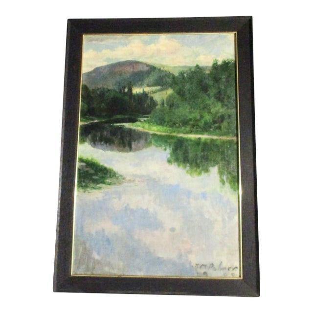 J M Palmer 1900 Landscape Arts and Crafts Oil Painting Dated 1900 For Sale