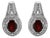 .925 Sterling Silver Diamond Accent and 8x6mm Red Oval Garnet Stud Earrings (I-J Color, I1-I2 Clarity) For Sale