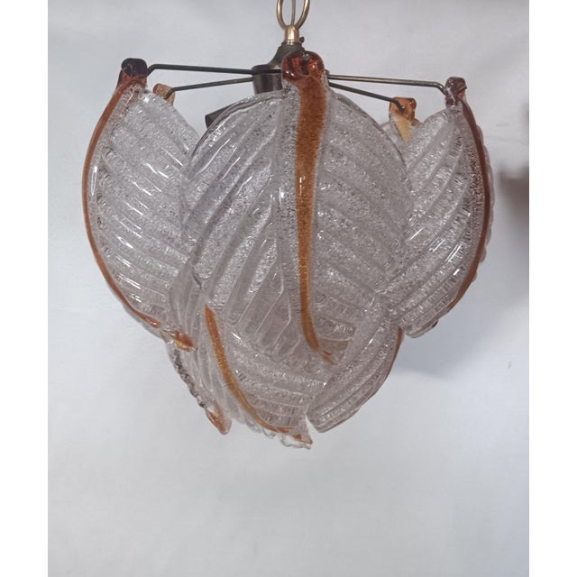 Vintage Glass Leaves Pendant Lamp, 1970s For Sale - Image 9 of 13
