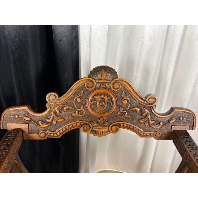 Early 20th Century The Venetian Court: Carved Renaissance-Style Savonarola Throne X-Chair For Sale - Image 4 of 12