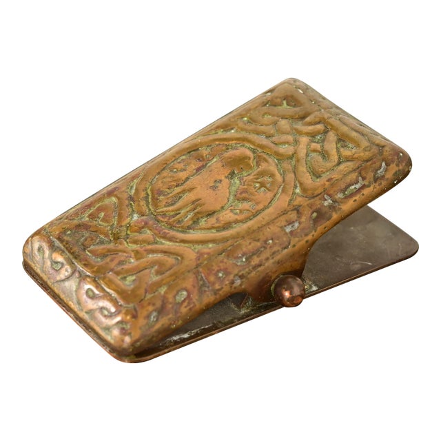 Tiffany Studios New York Zodiac Pattern Bronze Large Paper Clip For Sale