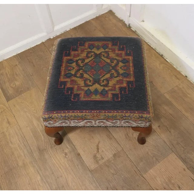 Point Embroidered Tapestry Upholstered Stool, 1960s For Sale - Image 4 of 6