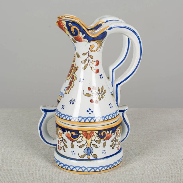French Desvres Faience Cruet Set - 3 Piece Set For Sale - Image 4 of 12