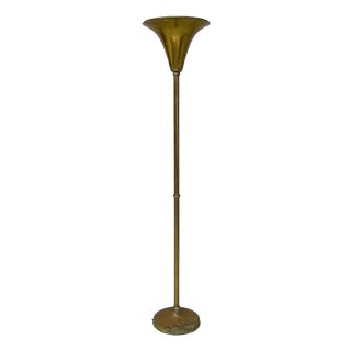Italian Art Deco Brass Floor Lamp, 1940s For Sale