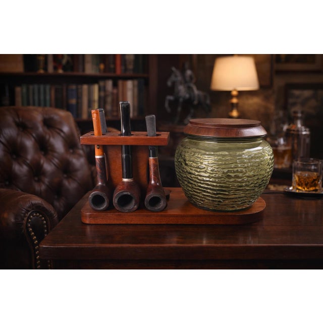 This vintage smoking set by Fairfax features a beautifully coordinated Mid-Century Modern design, combining warm-toned...