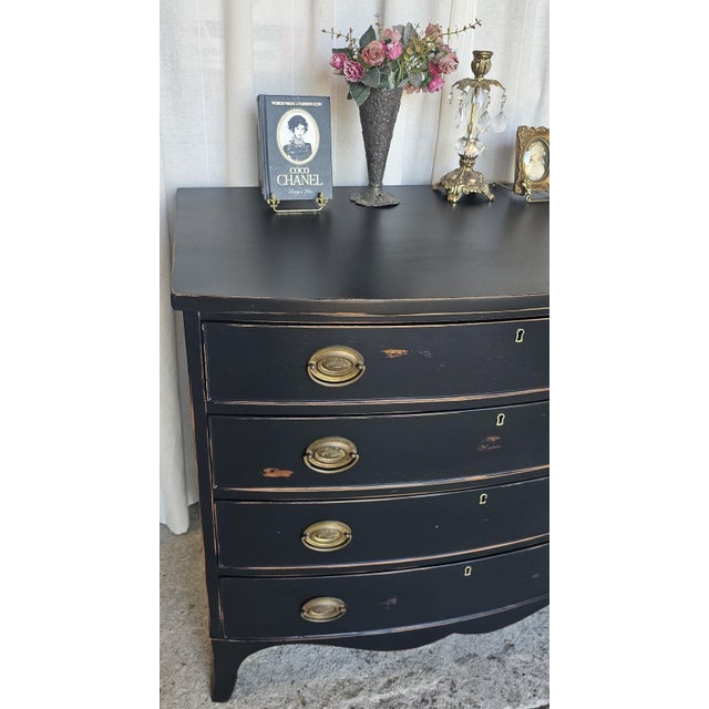 Wood Black Vintage Chest of Drawers, Distressed For Sale - Image 7 of 11