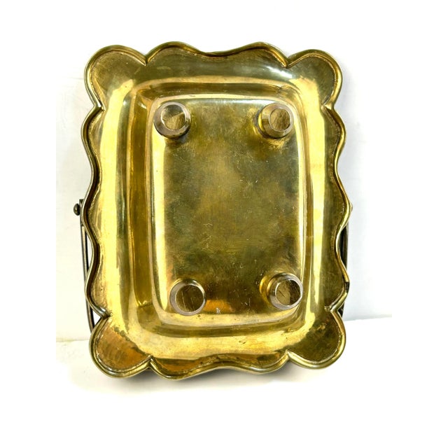 Hollywood Regency Brass Floral Etched Soap Dish Basket – Vintage Brass Trinket Dish For Sale - Image 9 of 10