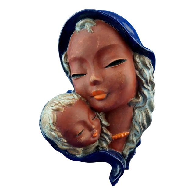 20th Century Art Deco Plaque of Madonna and Jesus in Terracotta by Kurt Goebel for Goldscheider, Austria For Sale