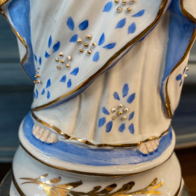 Ceramic Bisque Porcelain French Madonna Figurine 19th Century For Sale - Image 7 of 10