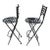 Vintage Folding Metal Bar Stools Pair Black Woven Lattice Basket Weave Indoor/Outdoor Hollywood Regency For Sale