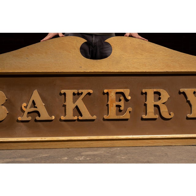 American Vintage Large Wooden “Bakery” Trade Sign For Sale - Image 3 of 9