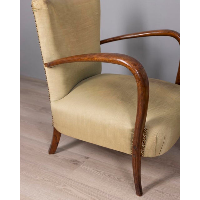 Vintage Italian Armchairs in Wood and Fabric, 1950s, Set of 2 For Sale - Image 10 of 13