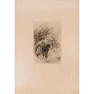 Edmond Morin, Averse sur le Boulevard, Etching, Late 19th Century For Sale
