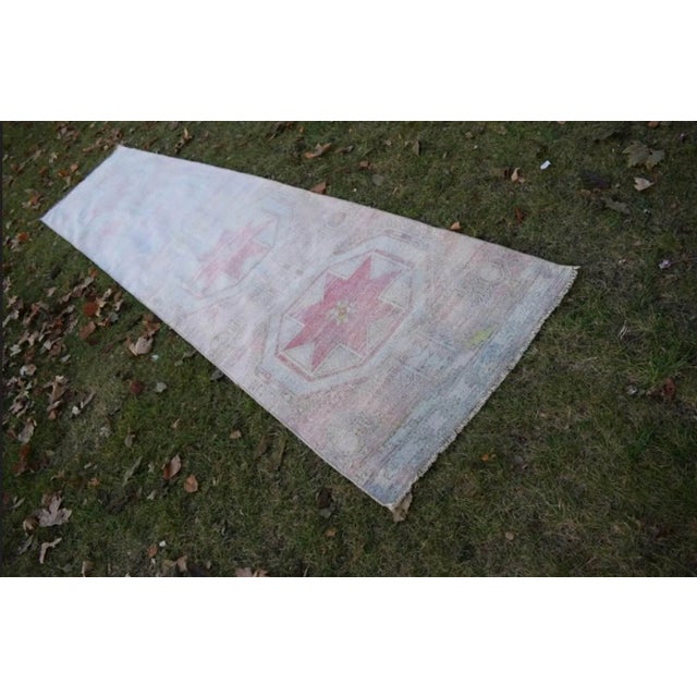 Tribal Distressed Oushak Runner 2'10'' X 12'8'' For Sale - Image 3 of 13