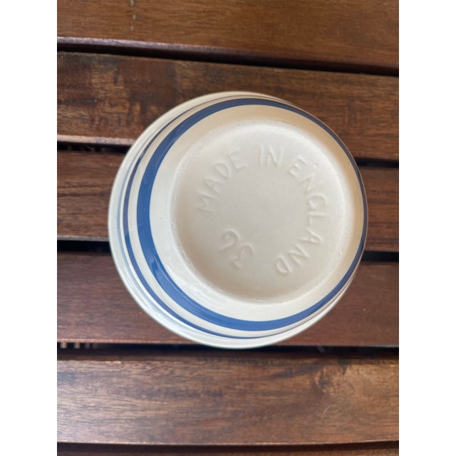 1940s Art Deco t.g. Green Blue & White Cornishware Mixing Bowl For Sale - Image 4 of 4