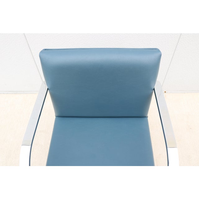 Ludwig Mies Van Der Rohe Brno Flat Bar Chair in Indigo Blue Vinyl by Gordon For Sale - Image 15 of 18