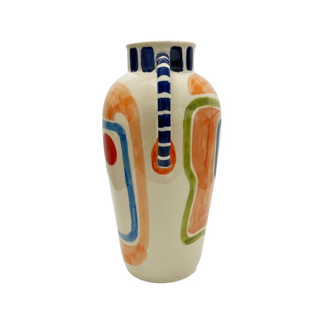 Kenneth Ludwig Chicago Vista Hand Painted Vase For Sale - Image 4 of 11