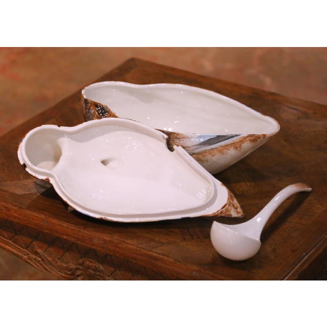 Late 20th Century Italian Majolica Duck Form Soup Tureen With Ladle For Sale - Image 9 of 16