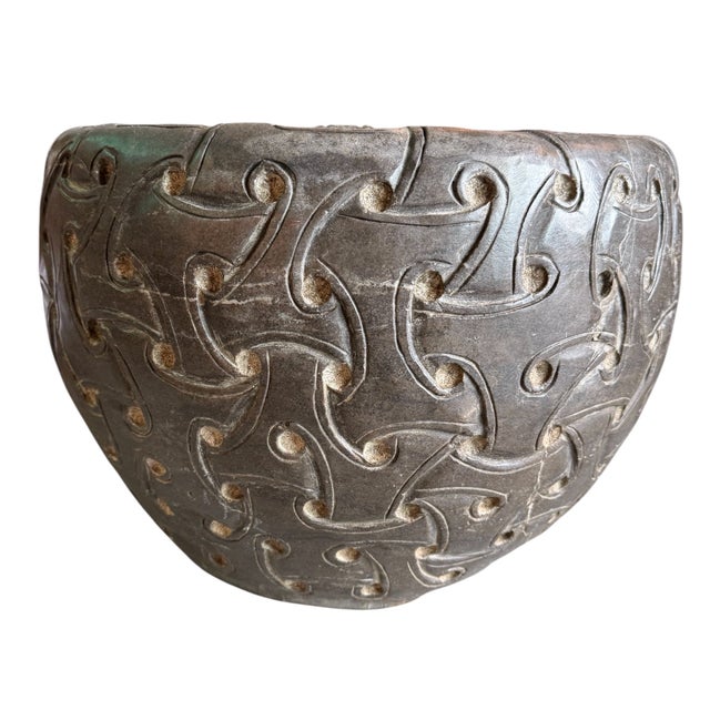 Stone Carved Stone Planter With Celtic-Style Design For Sale - Image 7 of 13