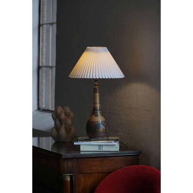 Art Nouveau Table Lamp in Terracotta attributed to L. Hjorth, Bornholm, 1930s For Sale - Image 6 of 15