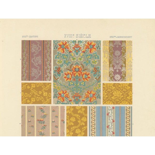 Rococo Floral and Striped Rococo Fabrics, 1869, Paper For Sale - Image 3 of 12
